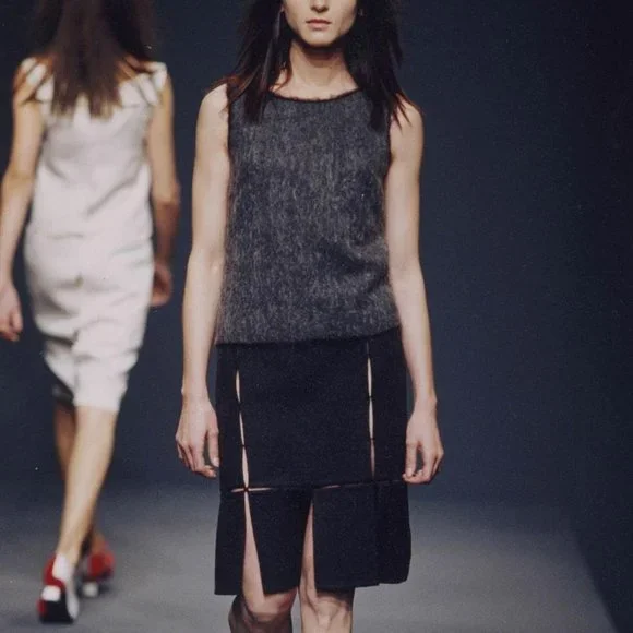 Prada wool mohair midi skirt in grey - Picture 4 of 4